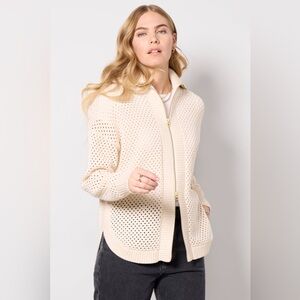 🆕 Varley Finn Longline Zip Through Knit Jacket in Whitecap Size XXS Oversized
